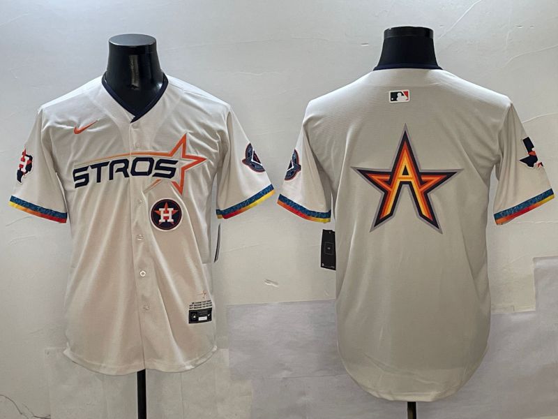 Men Houston Astros Blank Cream Fourth generation Joint Name 2025 Nike MLB Jersey style 4145->houston astros->MLB Jersey